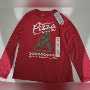 Cat & Jack Red Pizza Long Sleeve Tee